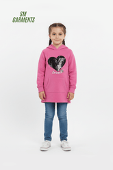 FR3NDZ GIRLS EMBROIDED HEART PINK HOODIE - Smgarment's